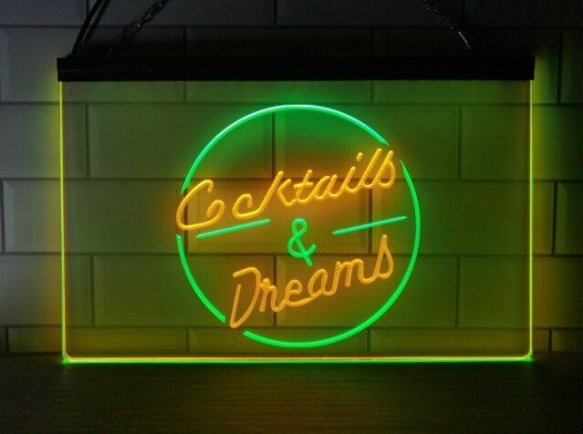Cocktails and Dreams Two Tone Illuminated LED Neon Sign