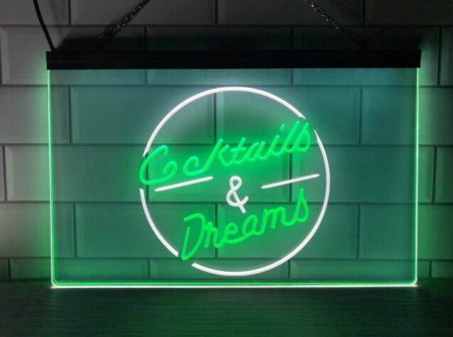 Cocktails and Dreams Two Tone Illuminated LED Neon Sign