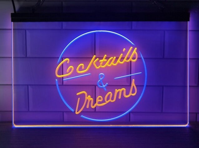 Cocktails and Dreams Two Tone Illuminated LED Neon Sign