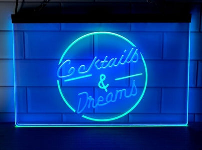 Cocktails and Dreams Two Tone Illuminated LED Neon Sign