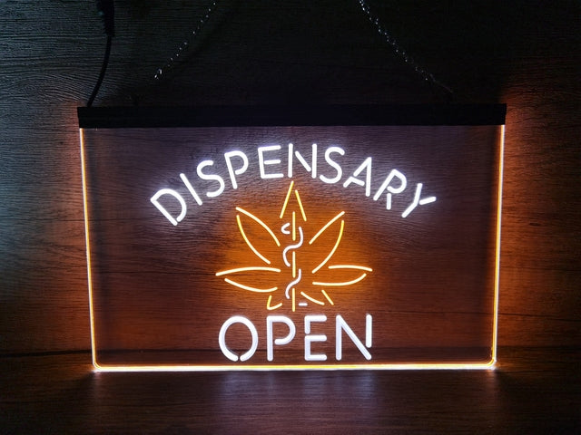 Dispensary Open Medical Marijuana Two Tone Illuminated Sign