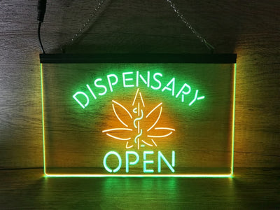 Dispensary Open Medical Marijuana Two Tone Illuminated Sign