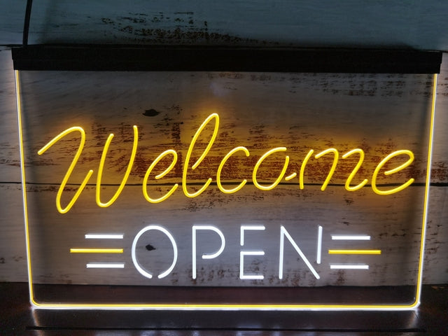 Welcome Open Two Tone Illuminated Sign
