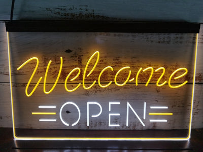Welcome Open Two Tone Illuminated Sign