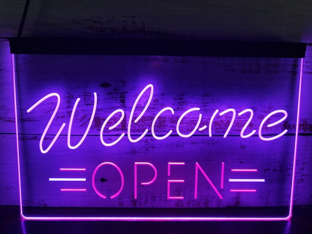 Welcome Open Two Tone Illuminated Led Neon Sign Dope Neons