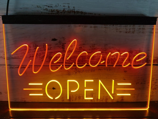Welcome Open Two Tone Illuminated LED Neon Sign – Dope Neons