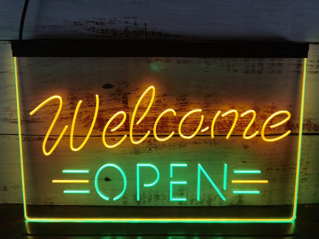 Welcome Open Two Tone Illuminated Sign