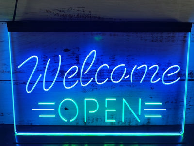 Welcome Open Two Tone Illuminated Sign