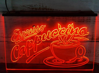 Espresso Cappuccino Coffee Illuminated Sign