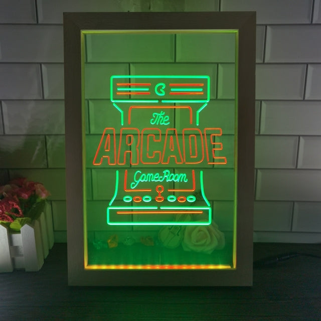 Arcade Game Room Two Tone Sign - Luxury Framed Edition