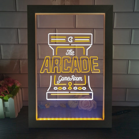 Image of Arcade Game Room Two Tone Sign - Luxury Framed Edition
