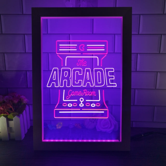 Arcade Game Room Two Tone Sign - Luxury Framed Edition