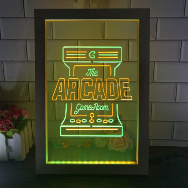 Arcade Game Room Two Tone Sign - Luxury Framed Edition