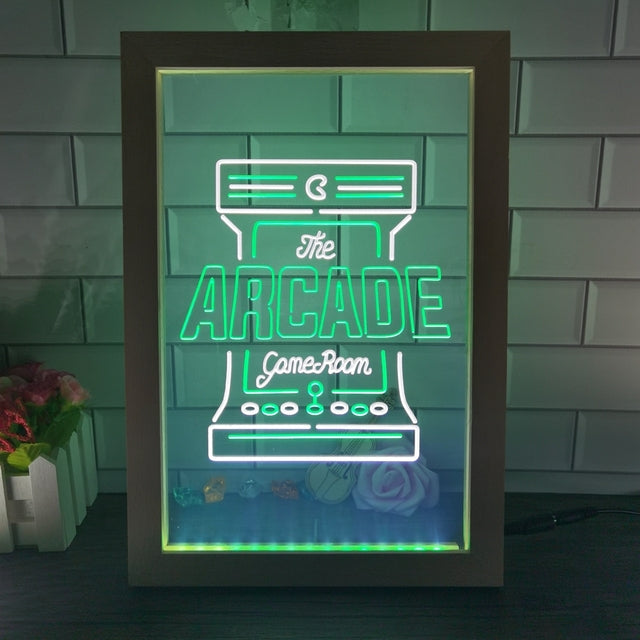 Arcade Game Room Two Tone Sign - Luxury Framed Edition