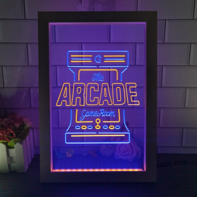 Arcade Game Room Two Tone Sign - Luxury Framed Edition