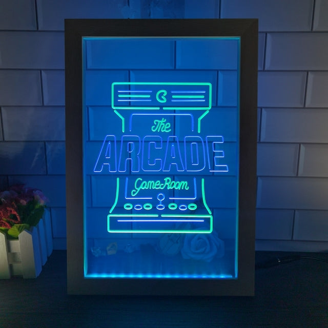 Arcade Game Room Two Tone Sign - Luxury Framed Edition