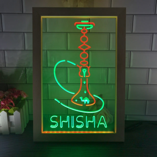 Shisha Hookah Two Tone Sign - Luxury Framed Edition