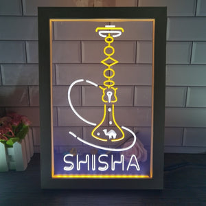 Shisha Hookah Two Tone Sign - Luxury Framed Edition