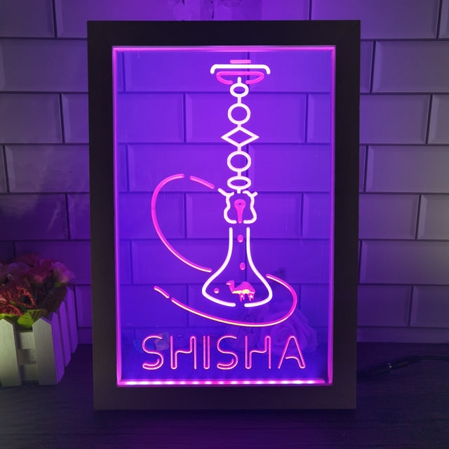 Shisha Hookah Two Tone Sign - Luxury Framed Edition