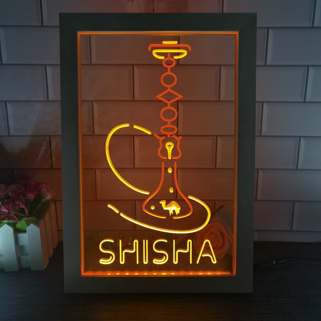 Shisha Hookah Two Tone Sign - Luxury Framed Edition