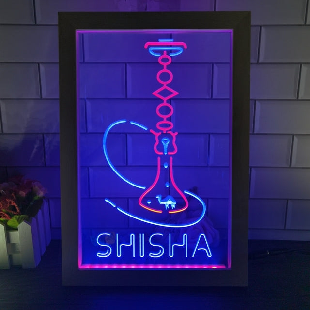 Shisha Hookah Two Tone Sign - Luxury Framed Edition