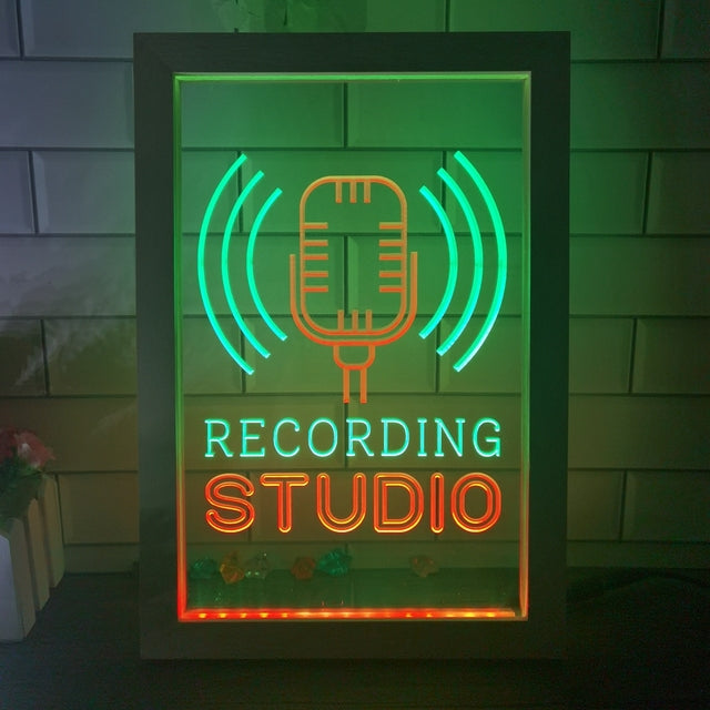 KEYQEEN Studio d'enregistrement LED enseigne au néon, Microphone Double  Couleur Affichage décoration Murale USB dimmable néons enseigne