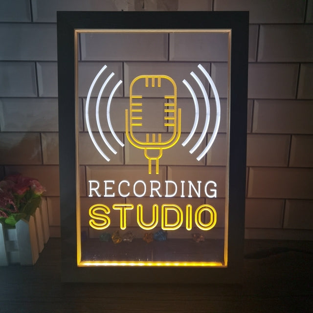 Recording Studio Microphone Two Tone Sign - Luxury Framed Edition