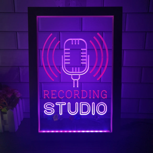 Recording Studio Microphone Two Tone Sign - Luxury Framed Edition