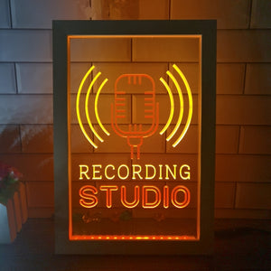 Recording Studio Microphone Two Tone Sign - Luxury Framed Edition