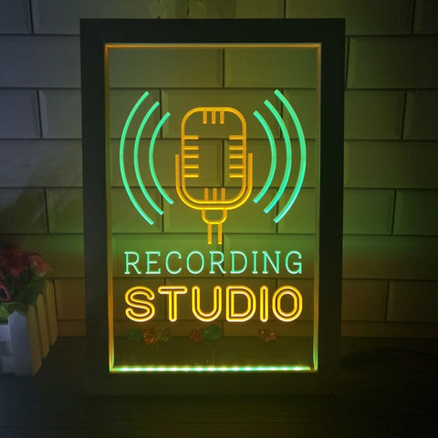 Image of Recording Studio Microphone Two Tone Sign - Luxury Framed Edition