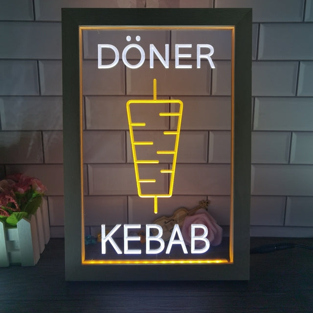 Doner Kebab Two Tone Sign - Luxury Framed Edition