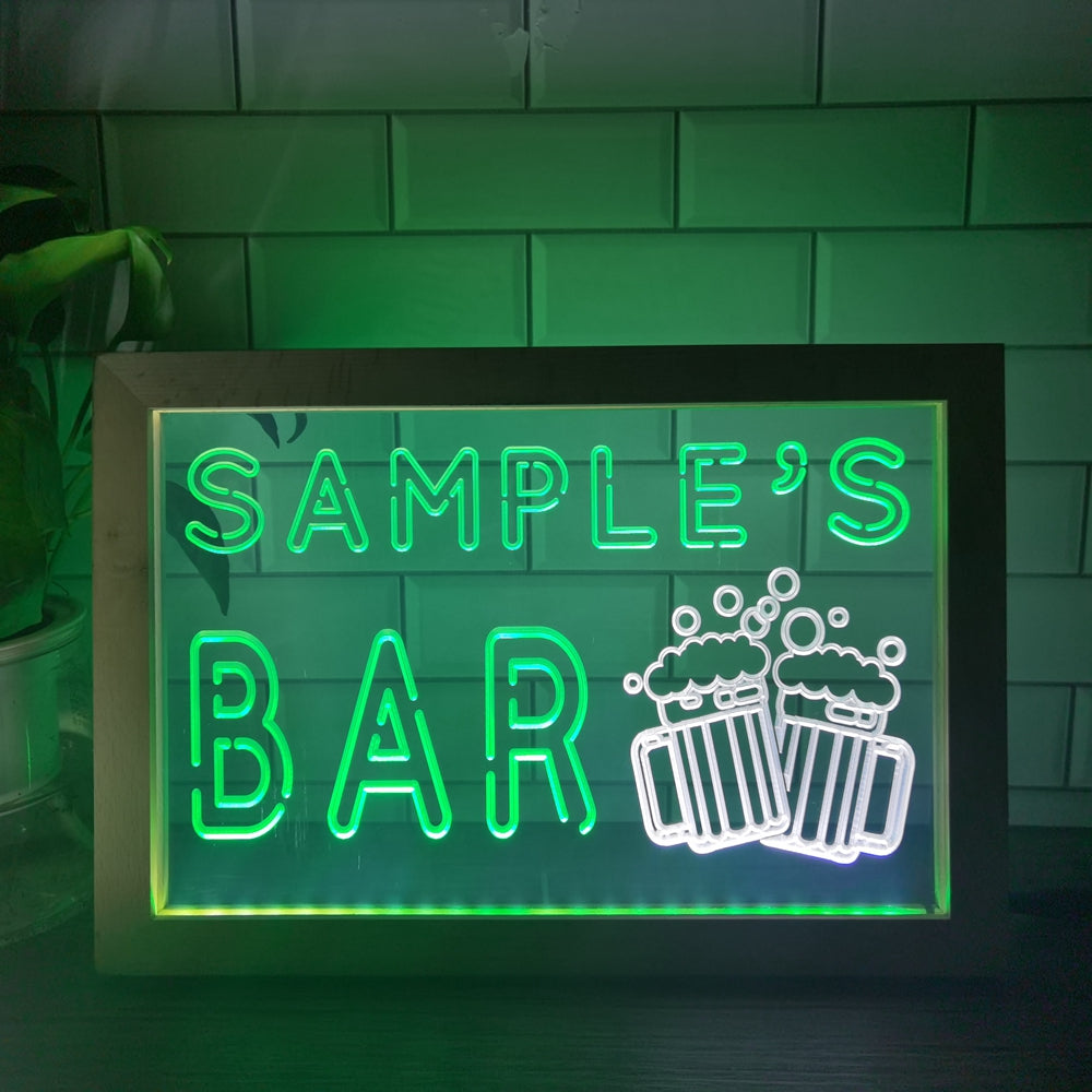 Cheers Beers Bar Personalized Two Tone Sign - Luxury Framed Edition