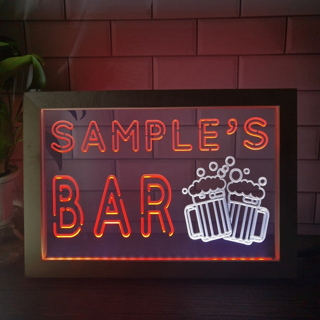 Cheers Beers Bar Personalized Two Tone Sign - Luxury Framed Edition