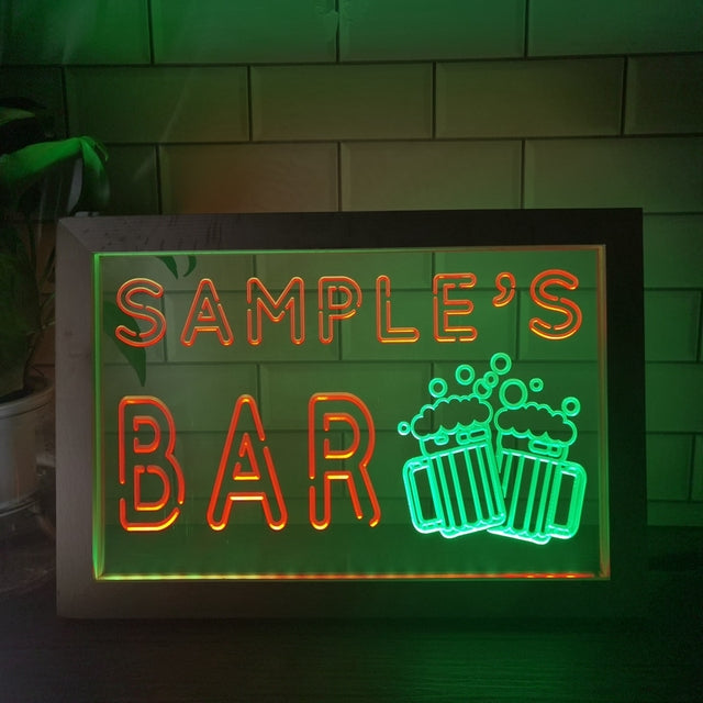 Cheers Beers Bar Personalized Two Tone Sign - Luxury Framed Edition