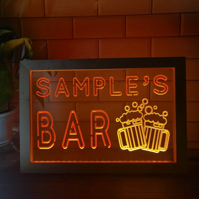Cheers Beers Bar Personalized Two Tone Sign - Luxury Framed Edition