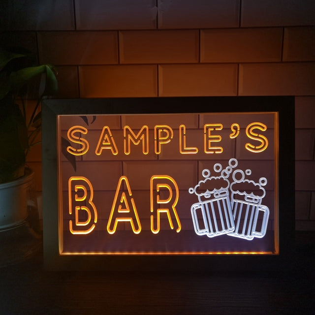 Cheers Beers Bar Personalized Two Tone Sign - Luxury Framed Edition