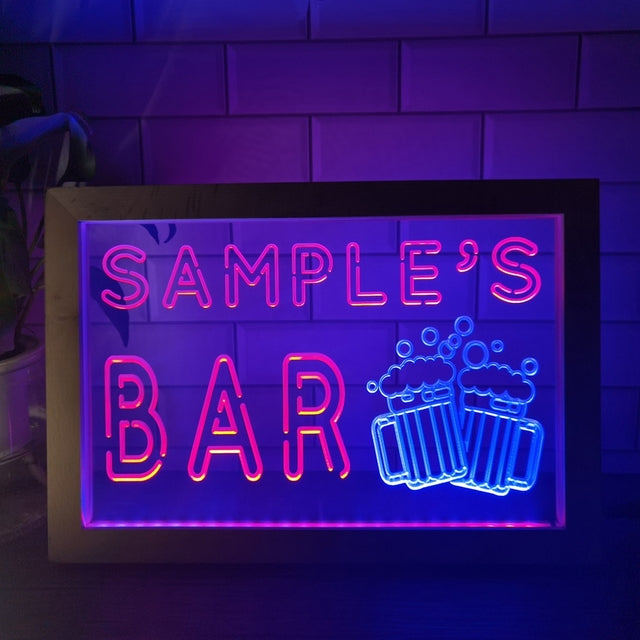 Cheers Beers Bar Personalized Two Tone Sign - Luxury Framed Edition