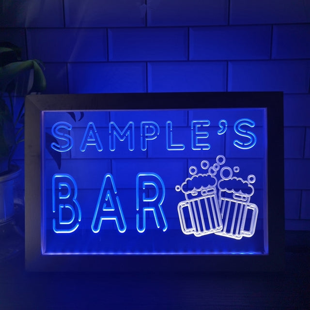 Cheers Beers Bar Personalized Two Tone Sign - Luxury Framed Edition