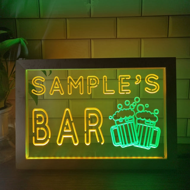 Cheers Beers Bar Personalized Two Tone Sign - Luxury Framed Edition