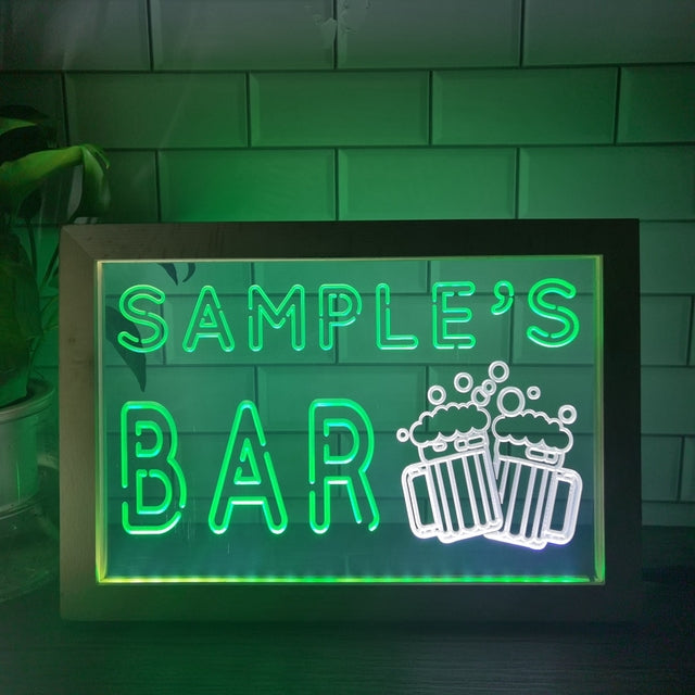 Cheers Beers Bar Personalized Two Tone Sign - Luxury Framed Edition