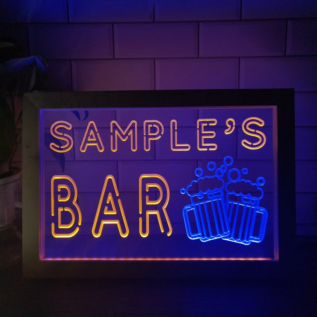 Cheers Beers Bar Personalized Two Tone Sign - Luxury Framed Edition