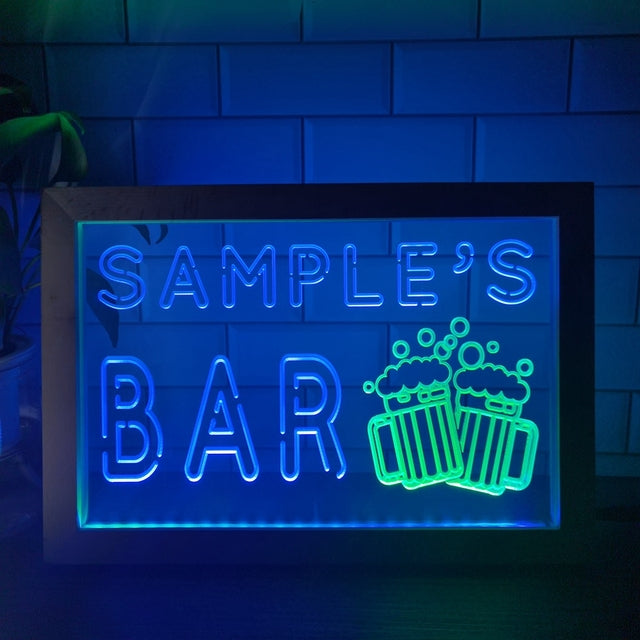 Cheers Beers Bar Personalized Two Tone Sign - Luxury Framed Edition