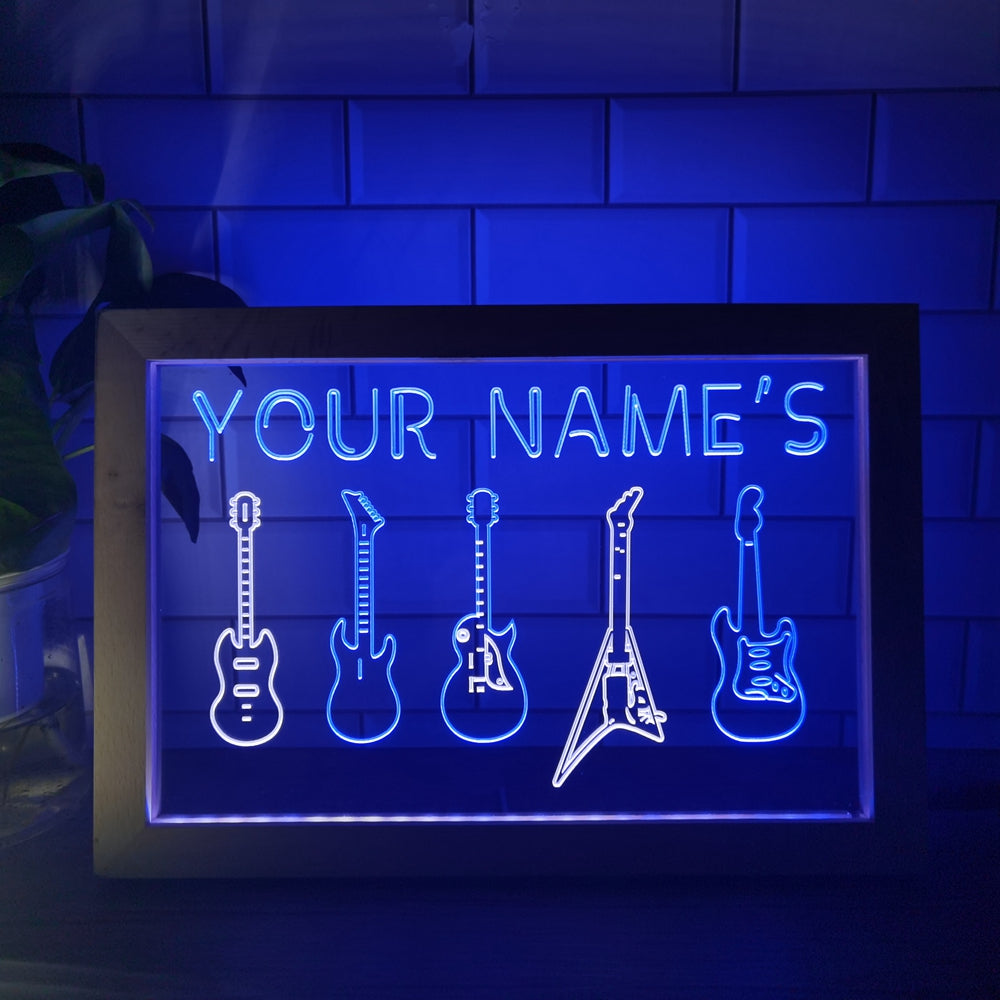 Guitar Line Up Personalized Two Tone Sign - Luxury Framed Edition