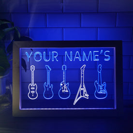 Guitar Line Up Personalized Two Tone Sign - Luxury Framed Edition