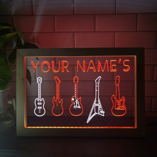 Guitar Line Up Personalized Two Tone Sign - Luxury Framed Edition