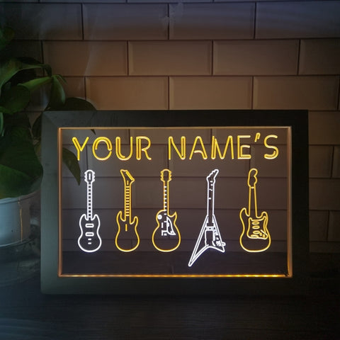 Image of Guitar Line Up Personalized Two Tone Sign - Luxury Framed Edition