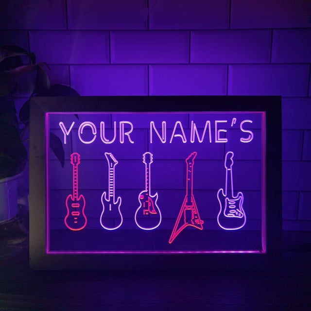 Guitar Line Up Personalized Two Tone Sign - Luxury Framed Edition