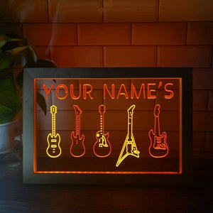 Guitar Line Up Personalized Two Tone Sign - Luxury Framed Edition