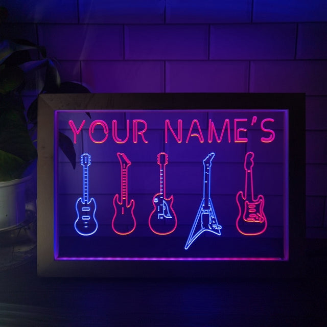 Guitar Line Up Personalized Two Tone Sign - Luxury Framed Edition