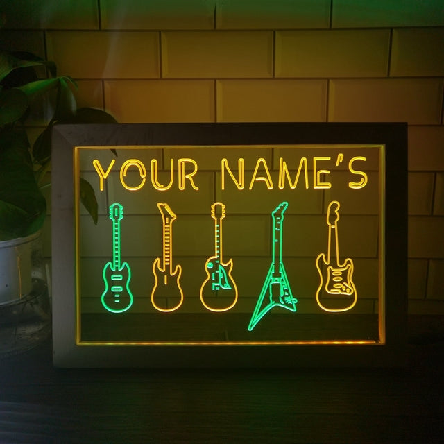 Guitar Line Up Personalized Two Tone Sign - Luxury Framed Edition